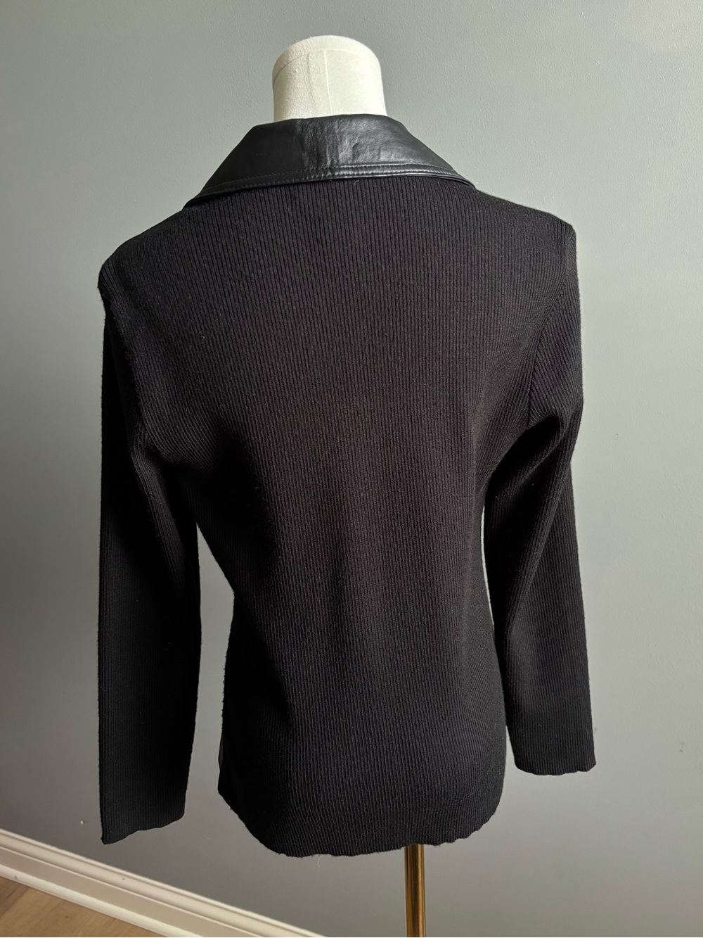 Style & Co Vintage Leather Front Sweater Jacket - Picture 5 of 5